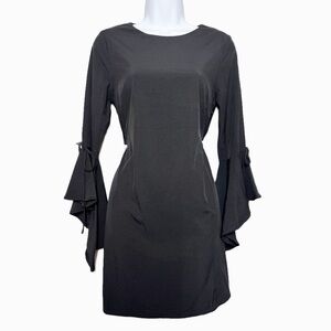 Lulu’s NWT black high neckline bell sleeve shift dress S